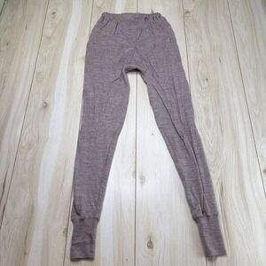 Snowflakes Pure Wool Long Johns Thermal Base Layer Pants Large Purple